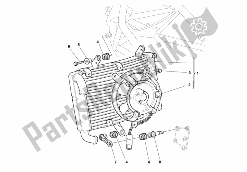 Todas as partes de Refrigerador De água do Ducati Superbike 748 R Single-seat 2000